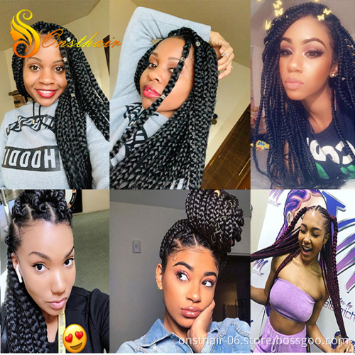 Pre Stretched Braiding Hair Extensions Easy Crochet Braid Hair Bundle Yaki Straight Ombre Soku Synthetic Jumbo Box Braids >=60%